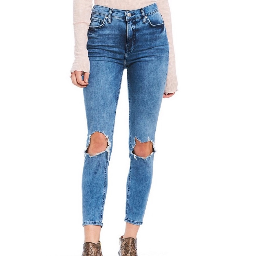 NWT [Free People] High Rise Busted Knee Jeans - 24